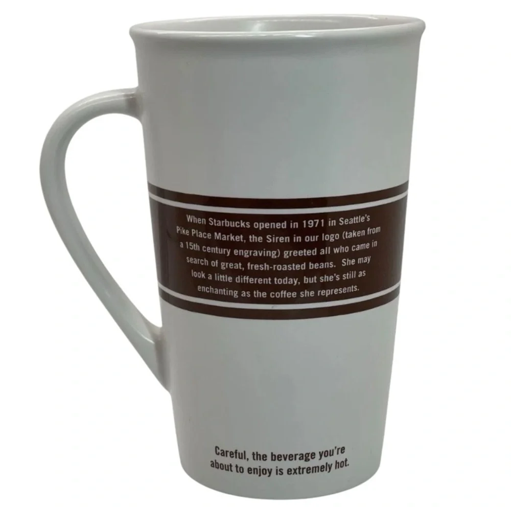 Vintage Starbucks coffee tea‎ spices Siren Mermaid logo 16 oz Logo white & brown